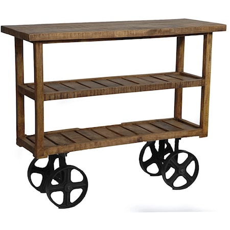 Bengal Manor Mango Wood Industrial Cart